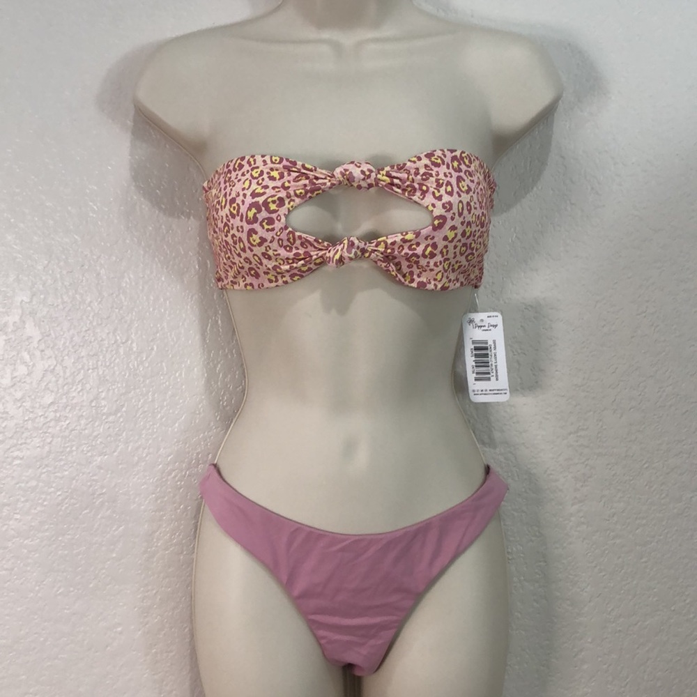 Dippin' Daisy's Pink Leopard Print Bandeau Bikini Set